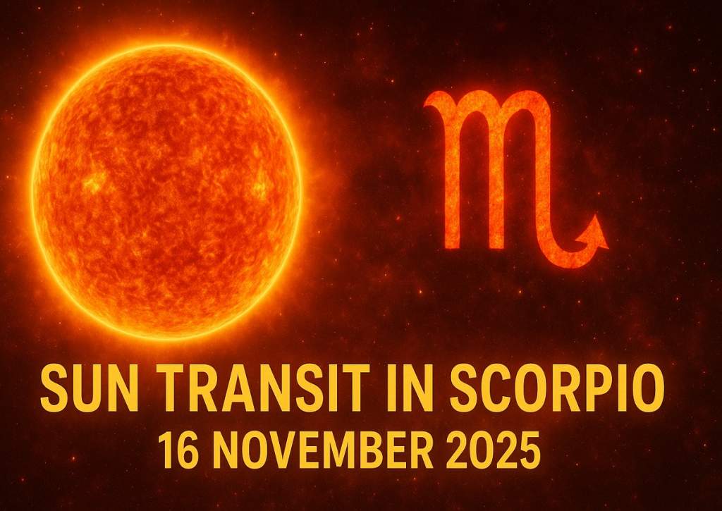 Sun Transit in Scorpio – November 16, 2025: A Time for Power, Transformation & Inner Awakening